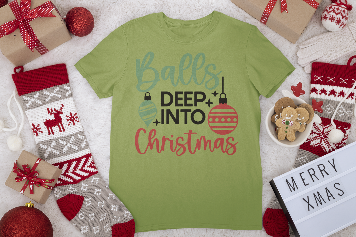 Balls Deep Into Christmas Tee - Christmas Collection