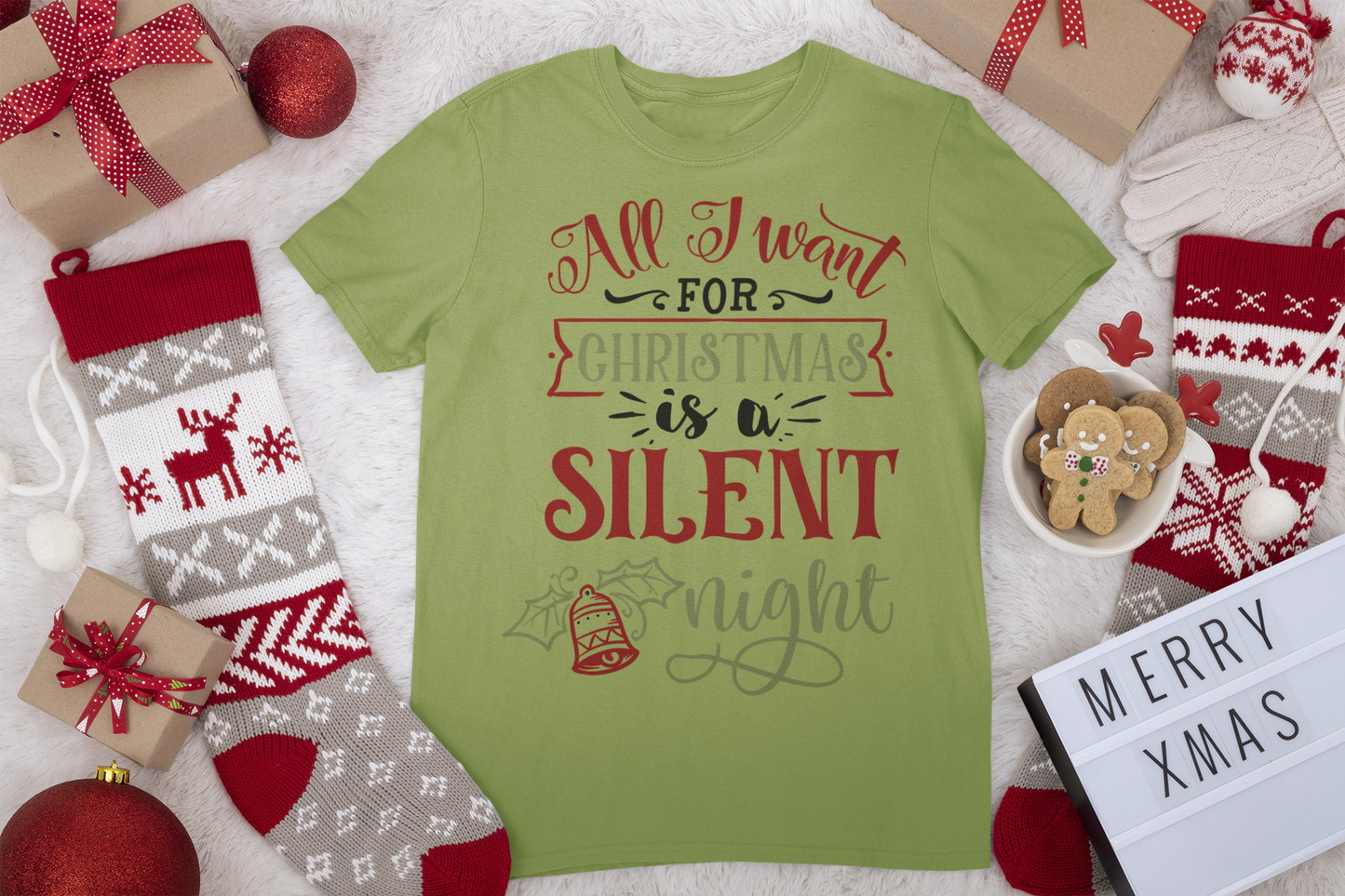 All I Want For Christmas Is A Silent Night Tee - Christmas Collection
